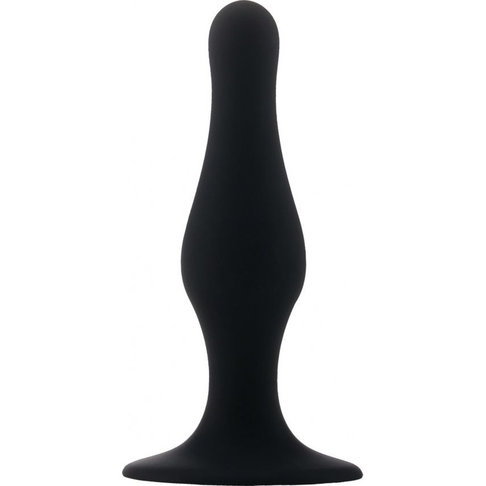 Чёрная фигурная анальная пробка Butt Plug with Suction Cup Large - Shots Toys