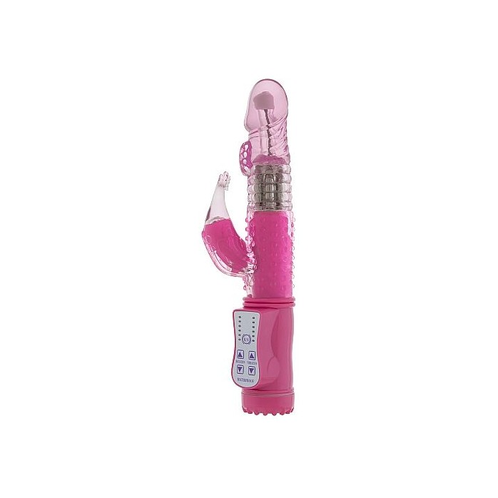 Розовый вибратор GC Dolphin с клиторальным отростком - 22 см - GC   