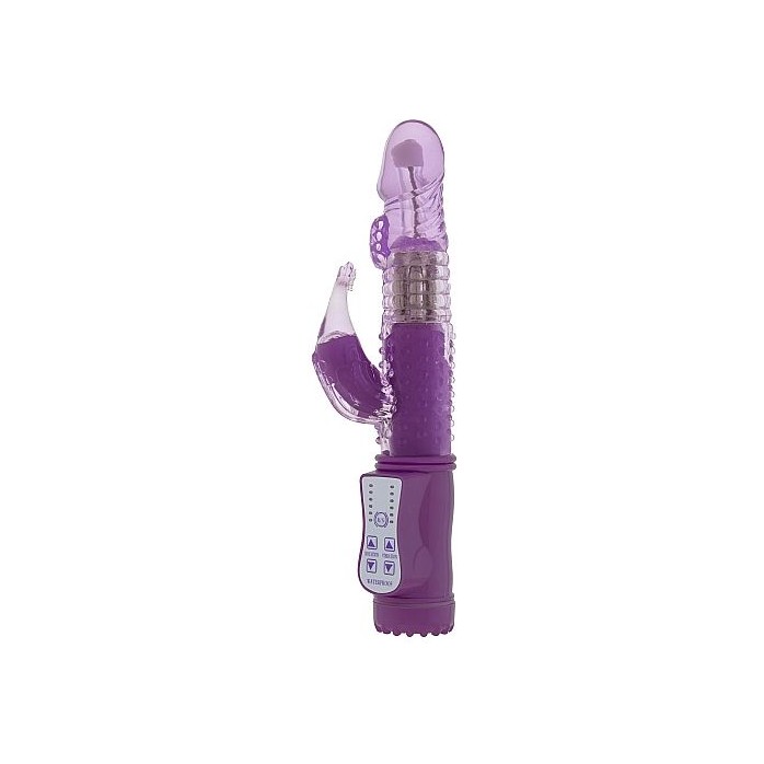 Фиолетовый вибратор GC Dolphin с клиторальным отростком - 22 см - GC   