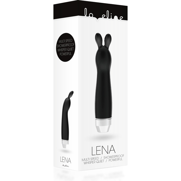 Чёрный вибратор с ушками Lena - 17,2 см - Loveline. Фотография 6.