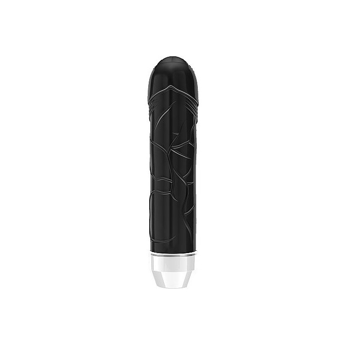 Чёрный вибратор Lenore с тонкими венками - 14,5 см - Loveline
