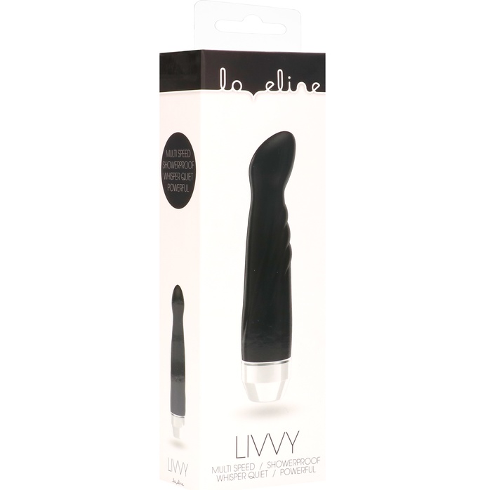 Чёрный вибратор Livvy со скошенной головкой - 15,5 см - Loveline. Фотография 8.