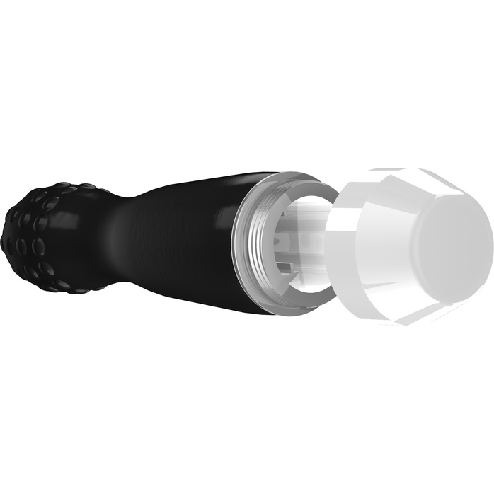 Чёрный вибратор Lowri с покрытой шишечками головкой - 15 см - Loveline. Фотография 2.