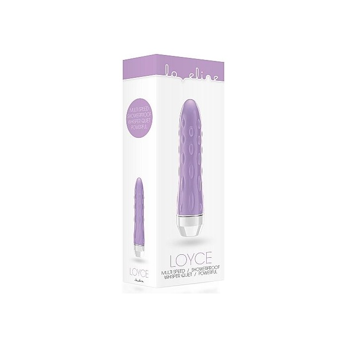 Фиолетовый вибратор Loyce с шишечками по всей длине - 14,8 см - Loveline. Фотография 3.