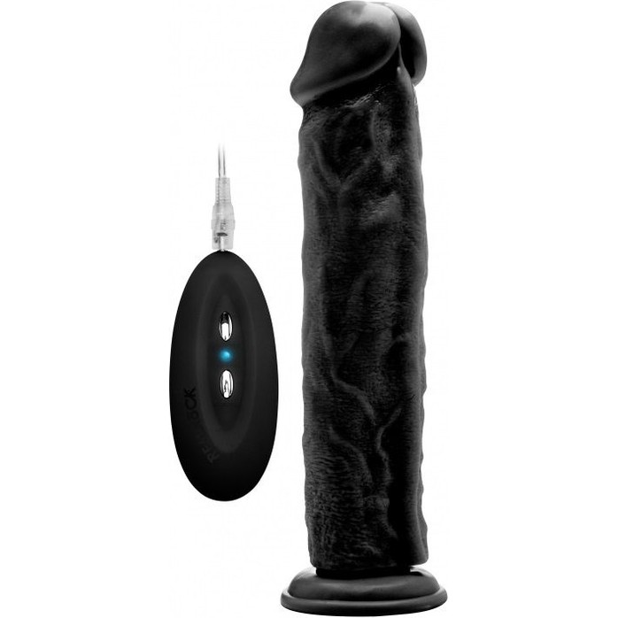 Чёрный вибратор-реалистик Vibrating Realistic Cock 11 - 27,5 см - RealRock