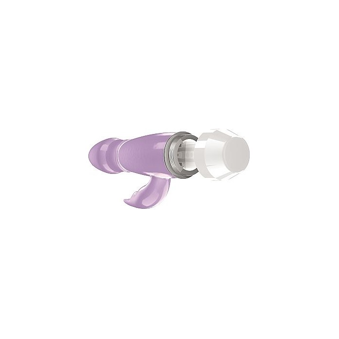 Фиолетовый вибратор Loraine со стимулятором клитора - 16,2 см - Loveline. Фотография 2.