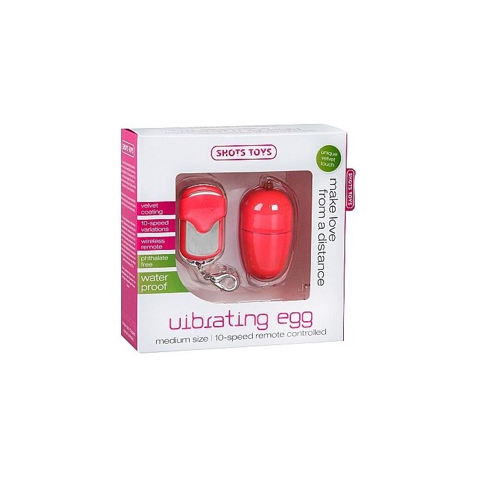 Красное виброяйцо 10 Speed Remote Vibrating Egg Medium с пультом ДУ - Shots Toys. Фотография 2.