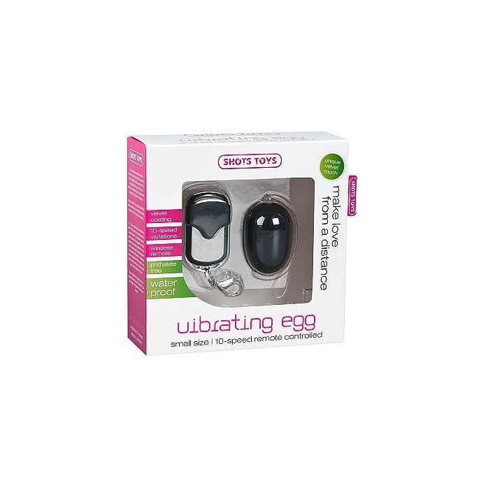 Чёрное виброяйцо 10 Speed Remote Vibrating Egg Small - Shots Toys. Фотография 2.