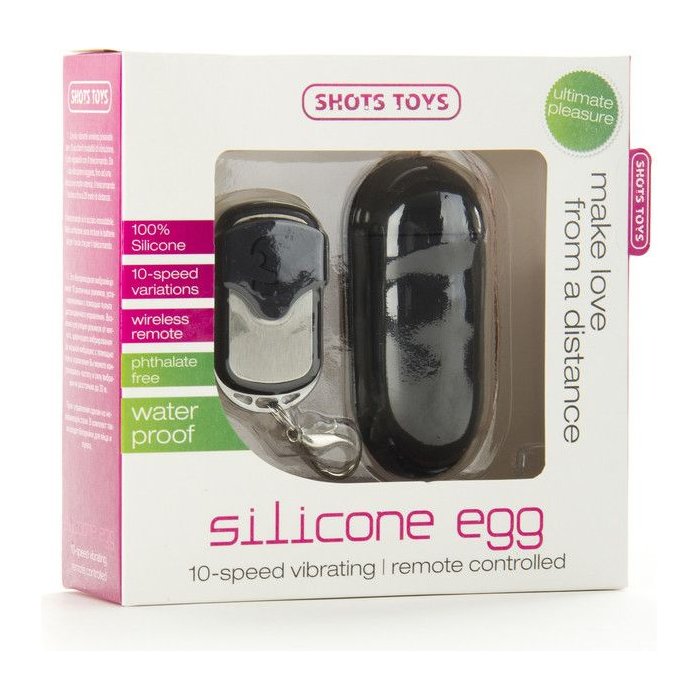Чёрное виброяйцо Silicone Remote controlled Egg с дистанционным управлением - Shots Toys. Фотография 2.