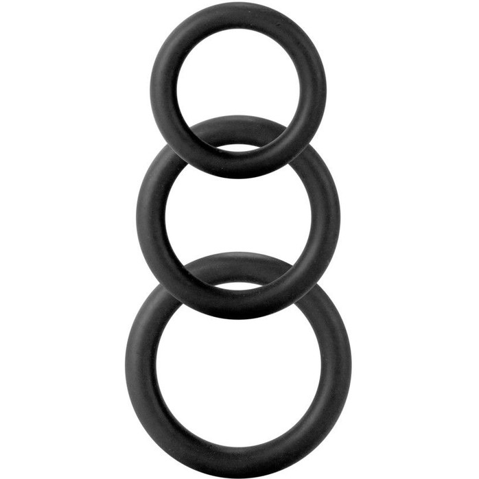 Набор из 3 чёрных эрекционных колец разного диаметра Twiddle Rings - Shots Toys