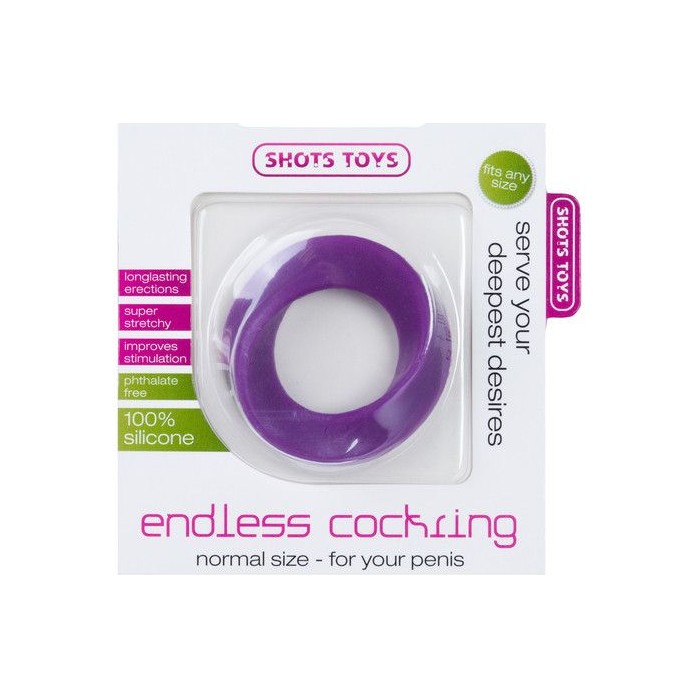 Фиолетовое эрекционное кольцо Endless Cockring Regular - Shots Toys. Фотография 2.
