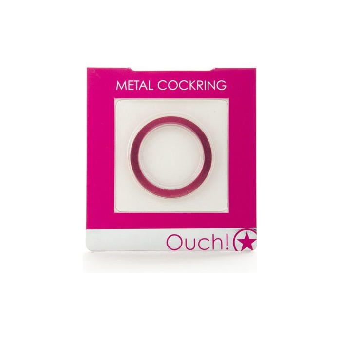 Розовое металлическое эрекционное кольцо Metal Cockring - Ouch!. Фотография 2.