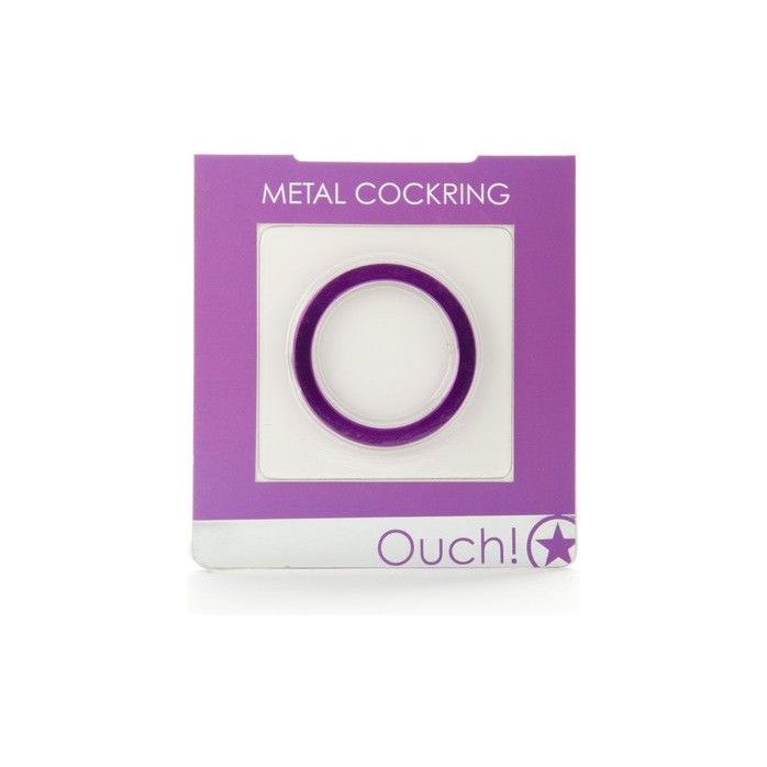 Фиолетовое металлическое эрекционное кольцо Metal Cockring - Ouch!. Фотография 2.