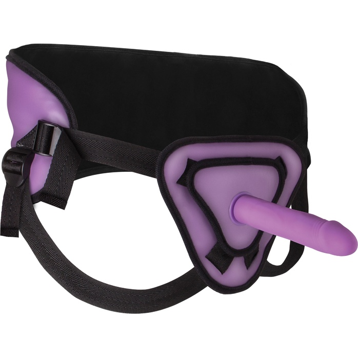Фиолетовый страпон Deluxe Silicone Strap On 8 Inch - 20 см - Ouch!. Фотография 3.