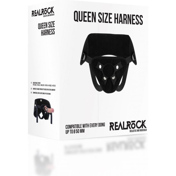 Трусики большого размера для фиксации насадок кольцом Queen Size Harness - RealRock. Фотография 3.