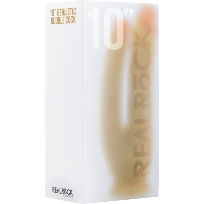 Телесный анально-вагинальный фаллоимитатор Realistic Double Cock 10 Inch - 25,5 см - RealRock. Фотография 2.