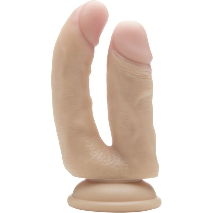 Телесный анально-вагинальный фаллоимитатор Realistic Double Cock 6,5 Inch - 16,5 см - RealRock