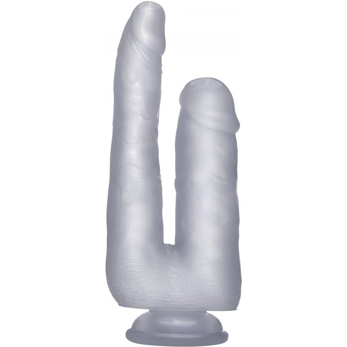 Прозрачный анально-вагинальный фаллоимитатор Realistic Double Cock 9 Inch - 23 см - RealRock