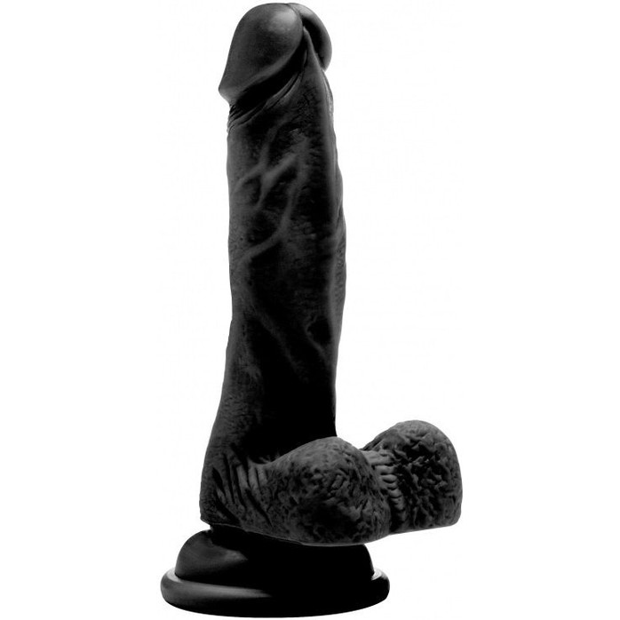 Чёрный фаллоимитатор Realistic Cock 7 With Scrotum - 18 см - RealRock