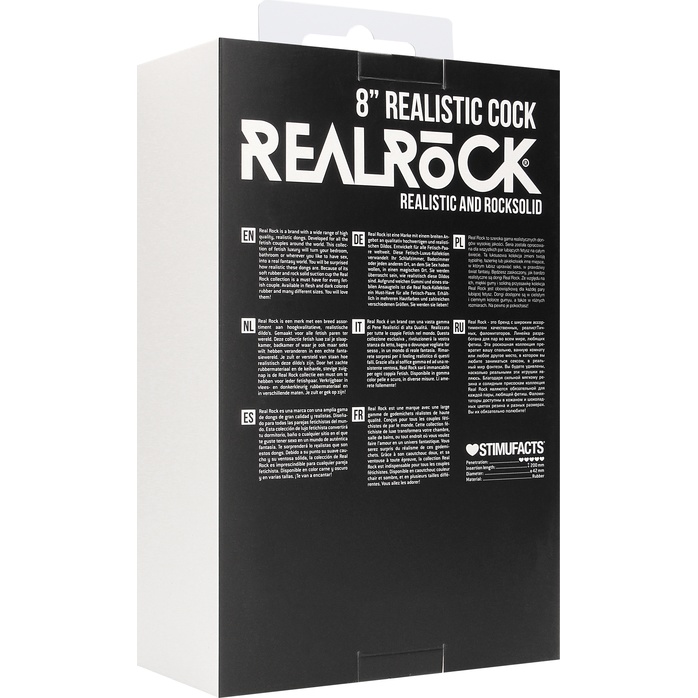 Чёрный фаллоимитатор Realistic Cock 8 With Scrotum - 20 см - RealRock. Фотография 3.