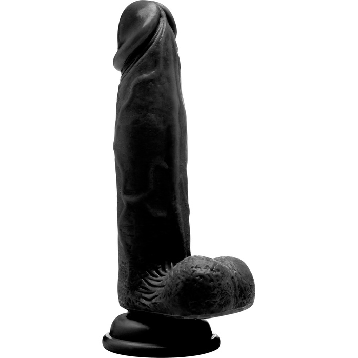Чёрный фаллоимитатор Realistic Cock 8 With Scrotum - 20 см - RealRock