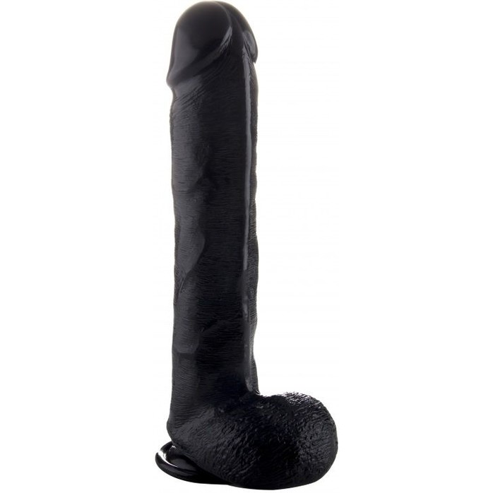 Чёрный фаллоимитатор Realistic Cock 15 With Scrotum - 38 см - RealRock