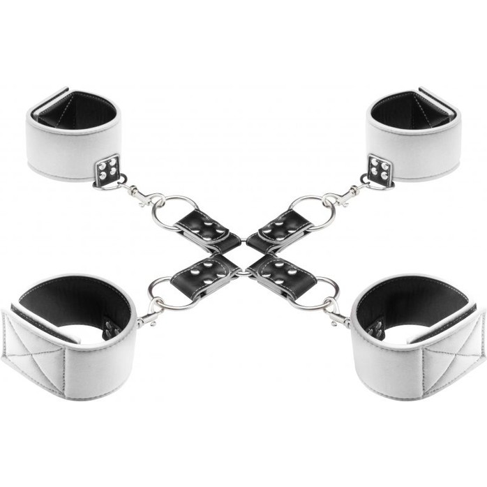 Чёрно-белый двусторонний комплект для бандажа Reversible Hogtie - Ouch!. Фотография 2.