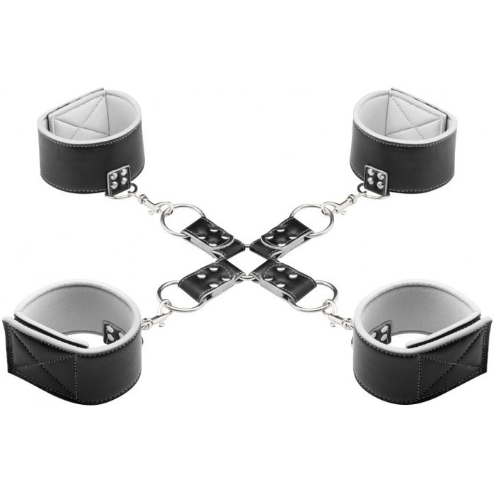 Чёрно-белый двусторонний комплект для бандажа Reversible Hogtie - Ouch!. Фотография 3.