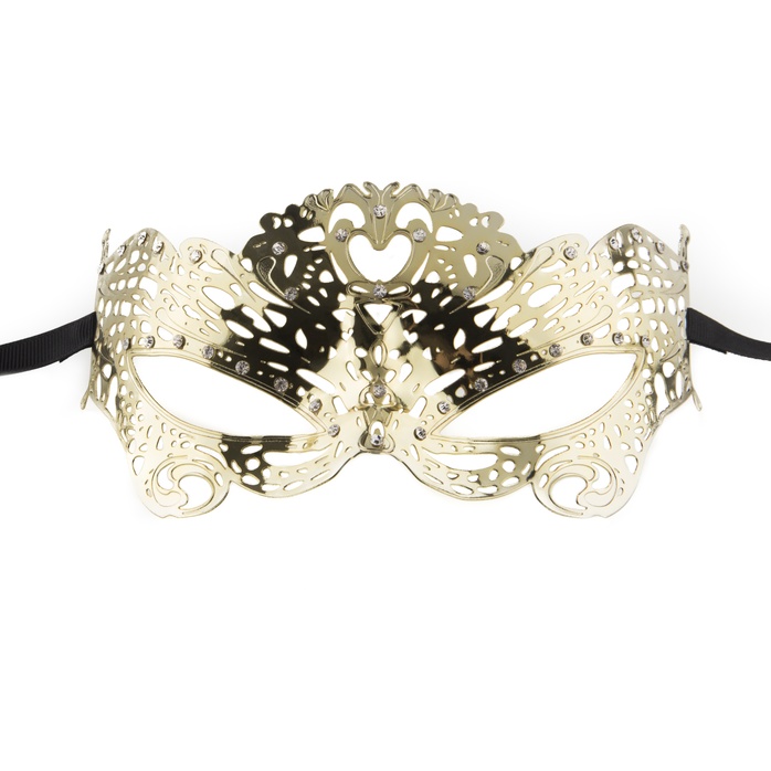Золотистая металлическая маска Butterfly Masquerade Mask - Ouch!