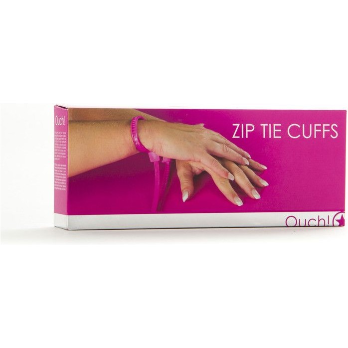 Розовые пластиковые наручники Zip Tie Cuffs - Ouch!. Фотография 2.