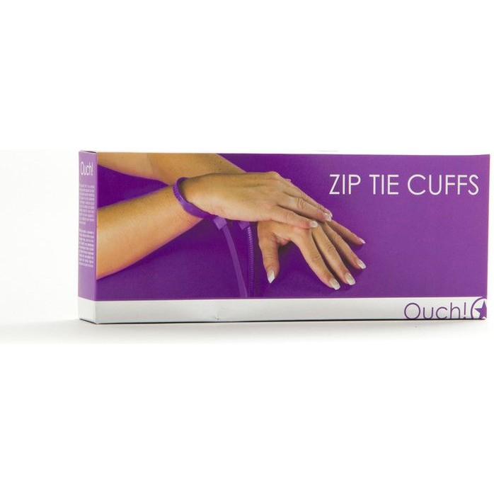 Фиолетовые пластиковые наручники Zip Tie Cuffs - Ouch!. Фотография 2.