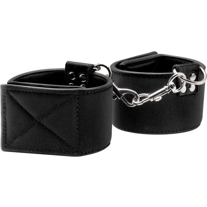 Чёрные двусторонние наручники Reversible Wrist Cuffs - Ouch!. Фотография 3.