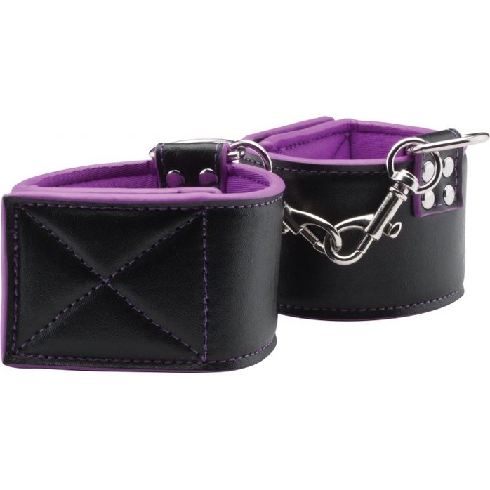 Чёрно-фиолетовые двусторонние наручники Reversible Wrist Cuffs - Ouch!. Фотография 3.