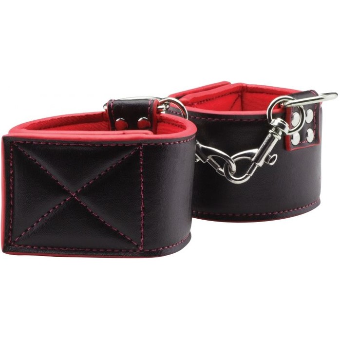 Чёрно-красные двусторонние наручники Reversible Wrist Cuffs - Ouch!. Фотография 3.