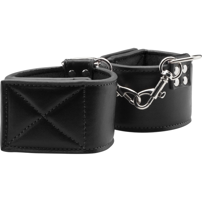 Чёрные двусторонние оковы на ноги Reversible Ankle Cuffs - Ouch!. Фотография 2.