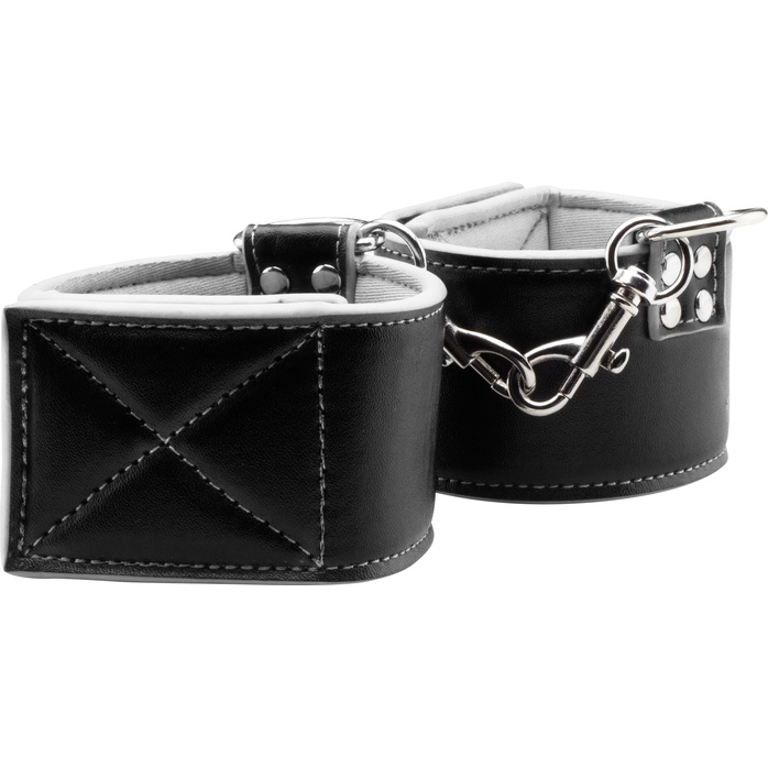 Чёрно-белые двусторонние оковы на ноги Reversible Ankle Cuffs - Ouch!. Фотография 2.