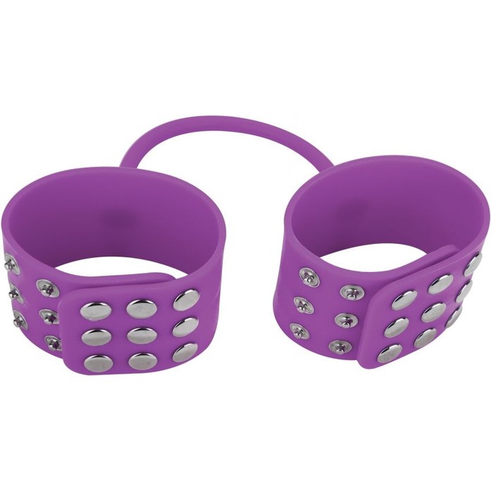 Фиолетовые силиконовые наручники с заклепками - Ouch!