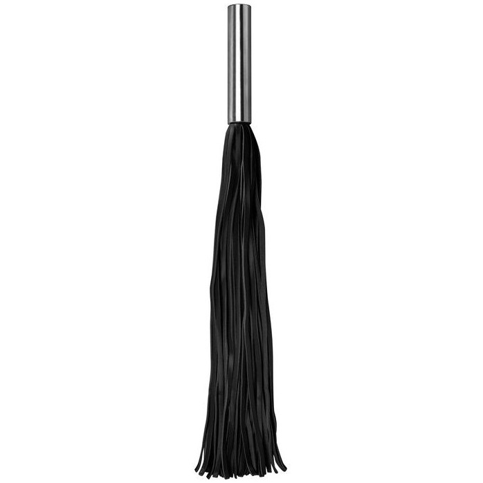 Чёрная плётка Leather Whip Metal Long - 49,5 см - Ouch!