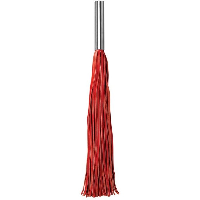 Красная плётка Leather Whip Metal Long - 49,5 см - Ouch!