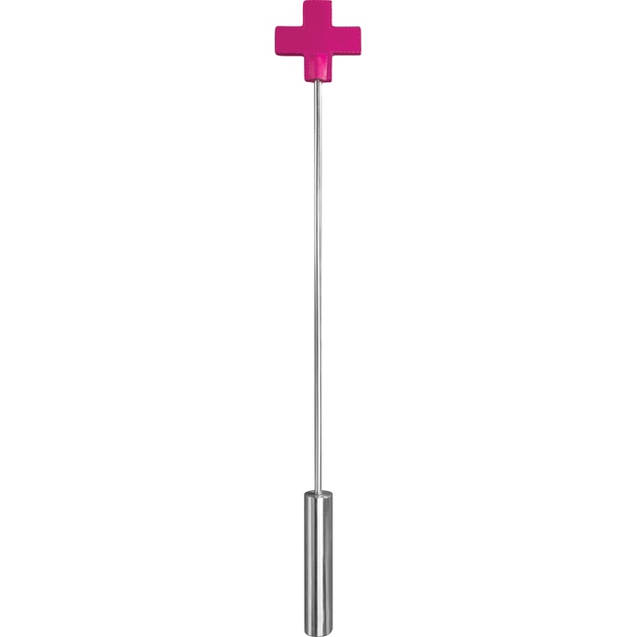 Розовая шлёпалка Leather Cross Tiped Crop с наконечником-крестом - 56 см - Ouch!