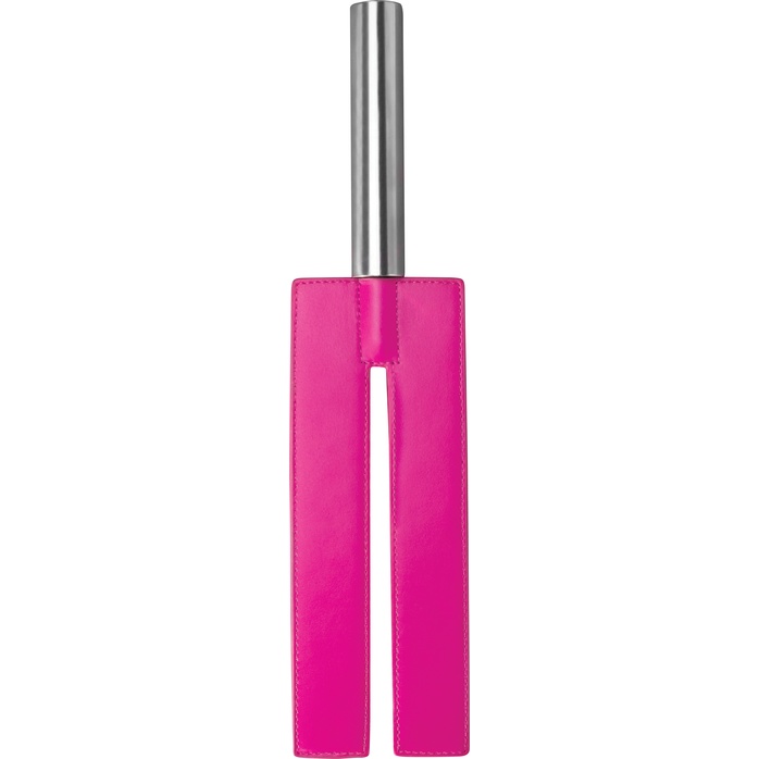 Розовая П-образная шлёпалка Leather Slit Paddle - 35 см - Ouch!