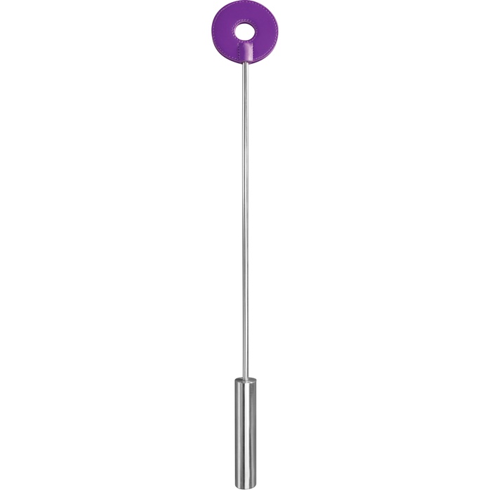 Фиолетовая шлёпалка Leather Circle Tiped Crop с наконечником-кругом - 56 см - Ouch!