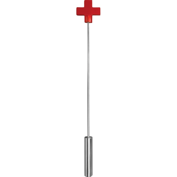 Красная шлёпалка Leather Cross Tiped Crop с наконечником-крестом - 56 см - Ouch!