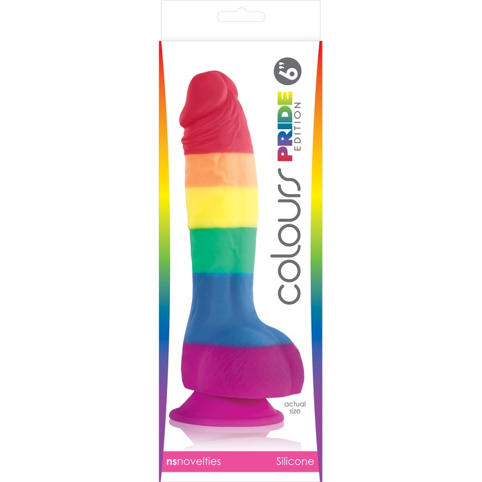 Радужный фаллоимитатор Pride Edition 6 Dildo - 21 см - Colours. Фотография 2.