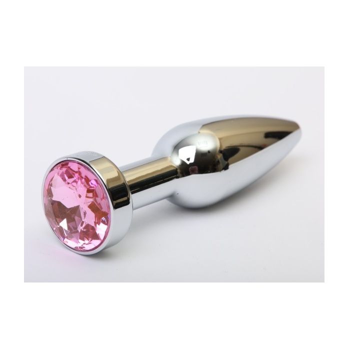 Удлинённая серебристая пробка с розовым кристаллом - 11,2 см