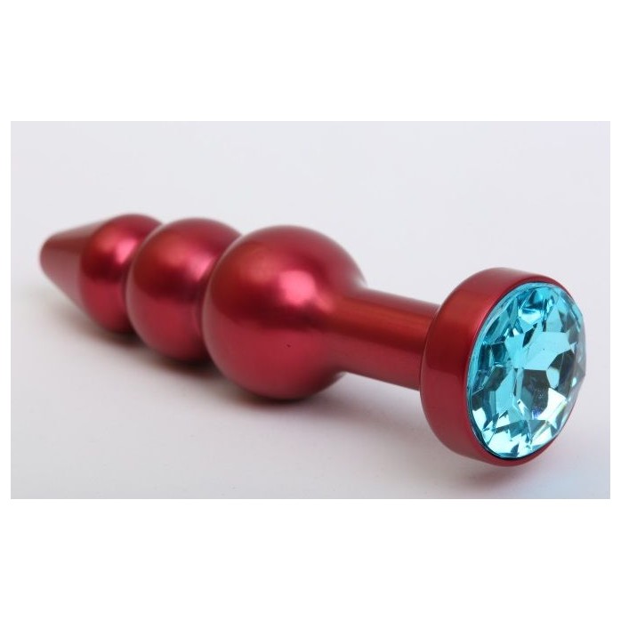 Красная анальная ёлочка с голубым кристаллом - 11,2 см
