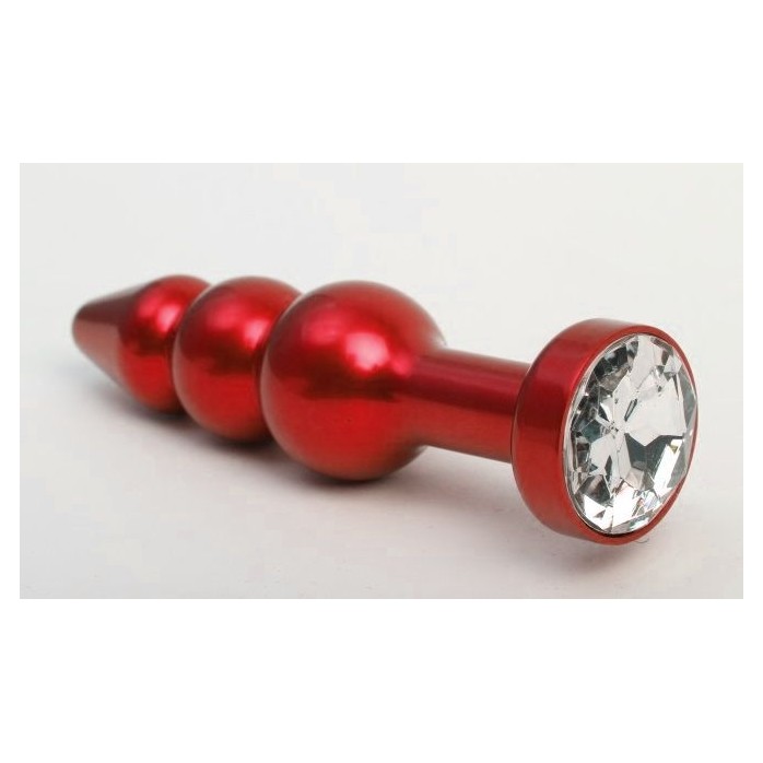 Красная анальная ёлочка с прозрачным кристаллом - 11,2 см
