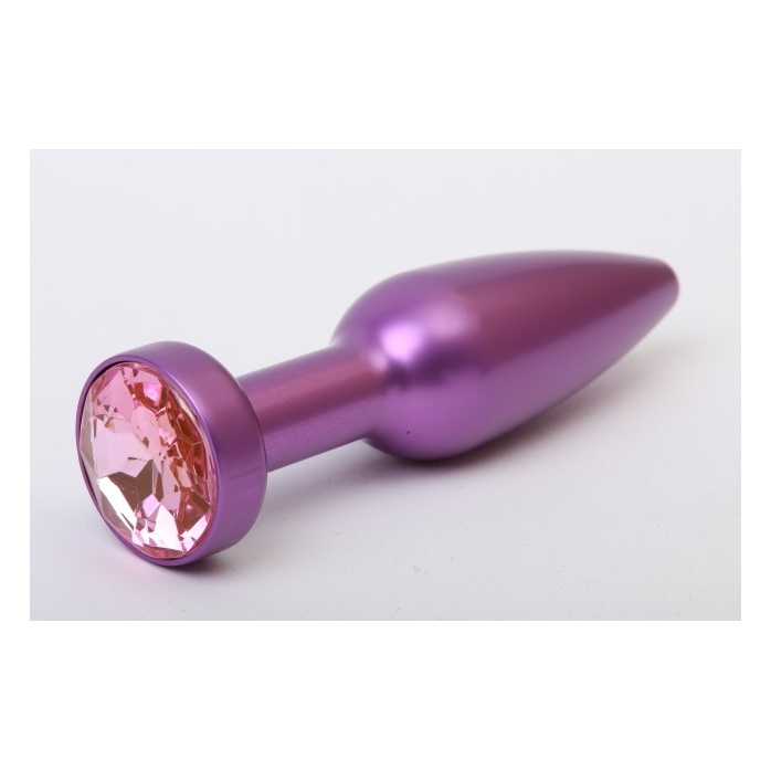 Фиолетовая анальная пробка с розовым стразом - 11,2 см