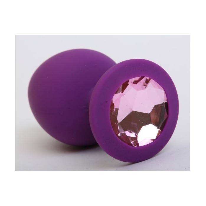 Фиолетовая силиконовая пробка с розовым стразом - 8,2 см