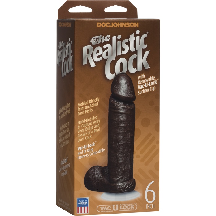Реалистичный чернокожий фаллос The Realistic Cock 6” with Removable Vac-U-Lock Suction Cup - 19,8 см - The Realistic Cock. Фотография 3.
